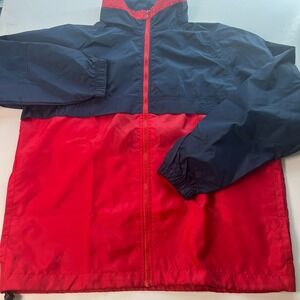 Vtg Men's Rain Jacket Size M Medium Red Blue Lightweight Zip-Up